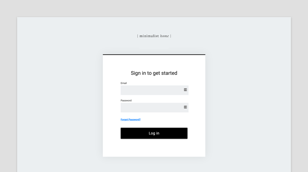 A screenshot of the Login Landing Page