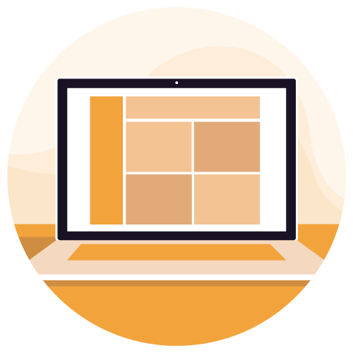 A laptop computer showing a grid pattern.