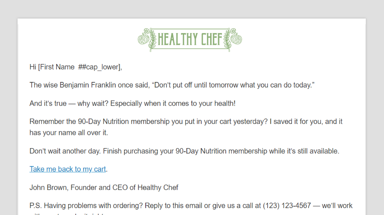 A screenshot of the Follow-up #2 Email