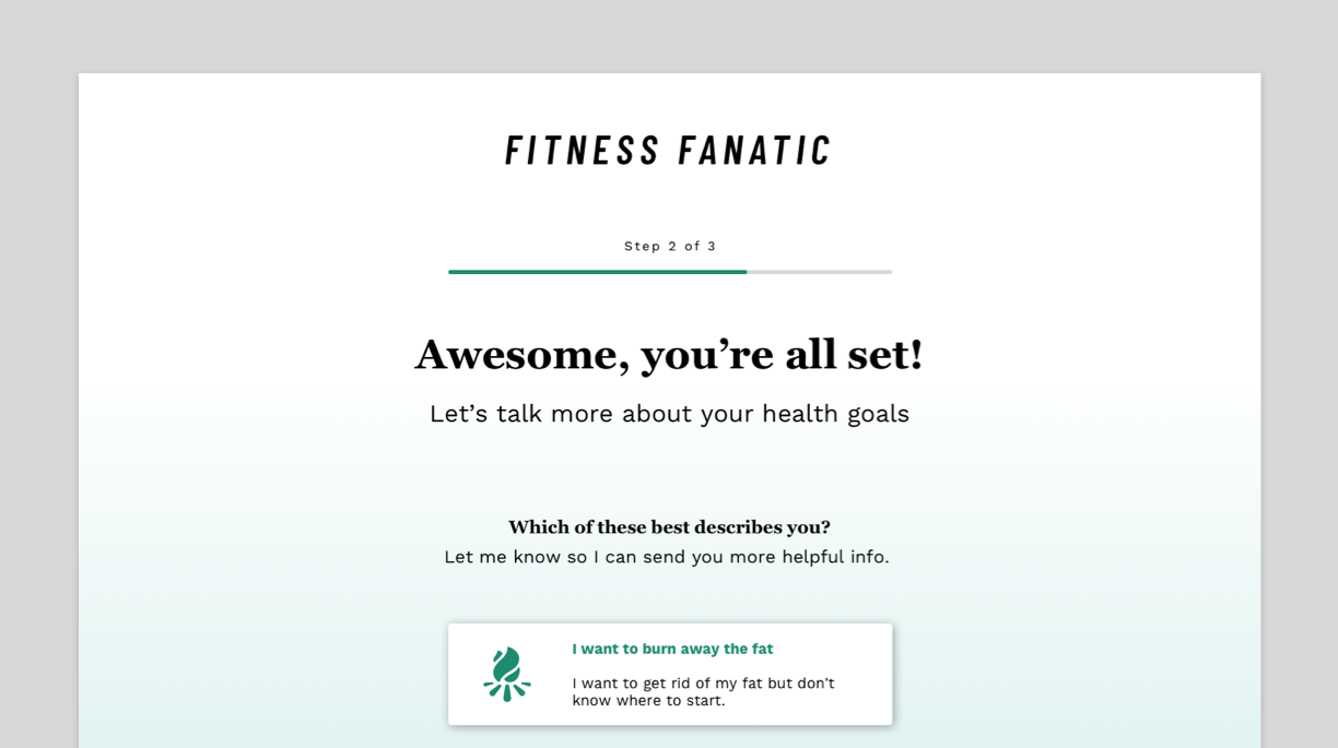 A screenshot of the Survey Opt-in Problem Selection Landing Page