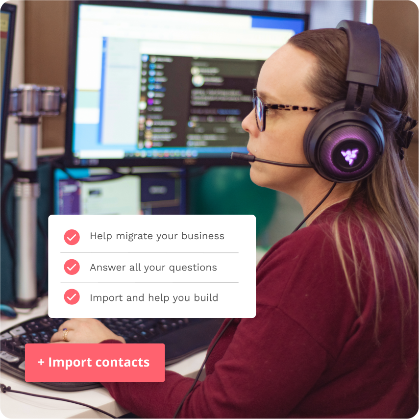 An Ontraport Support representative assisting a client via screenshare and livechat