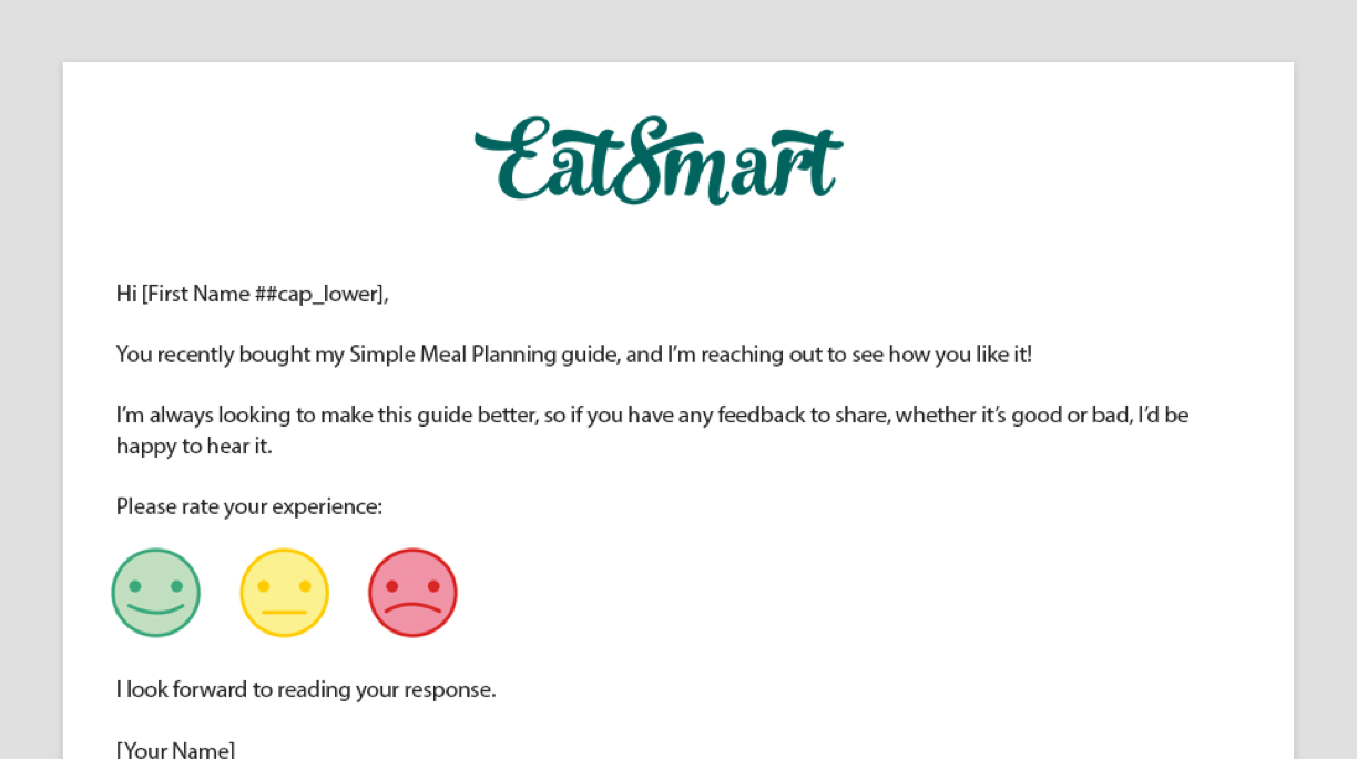 A screenshot of the Feedback Request Email