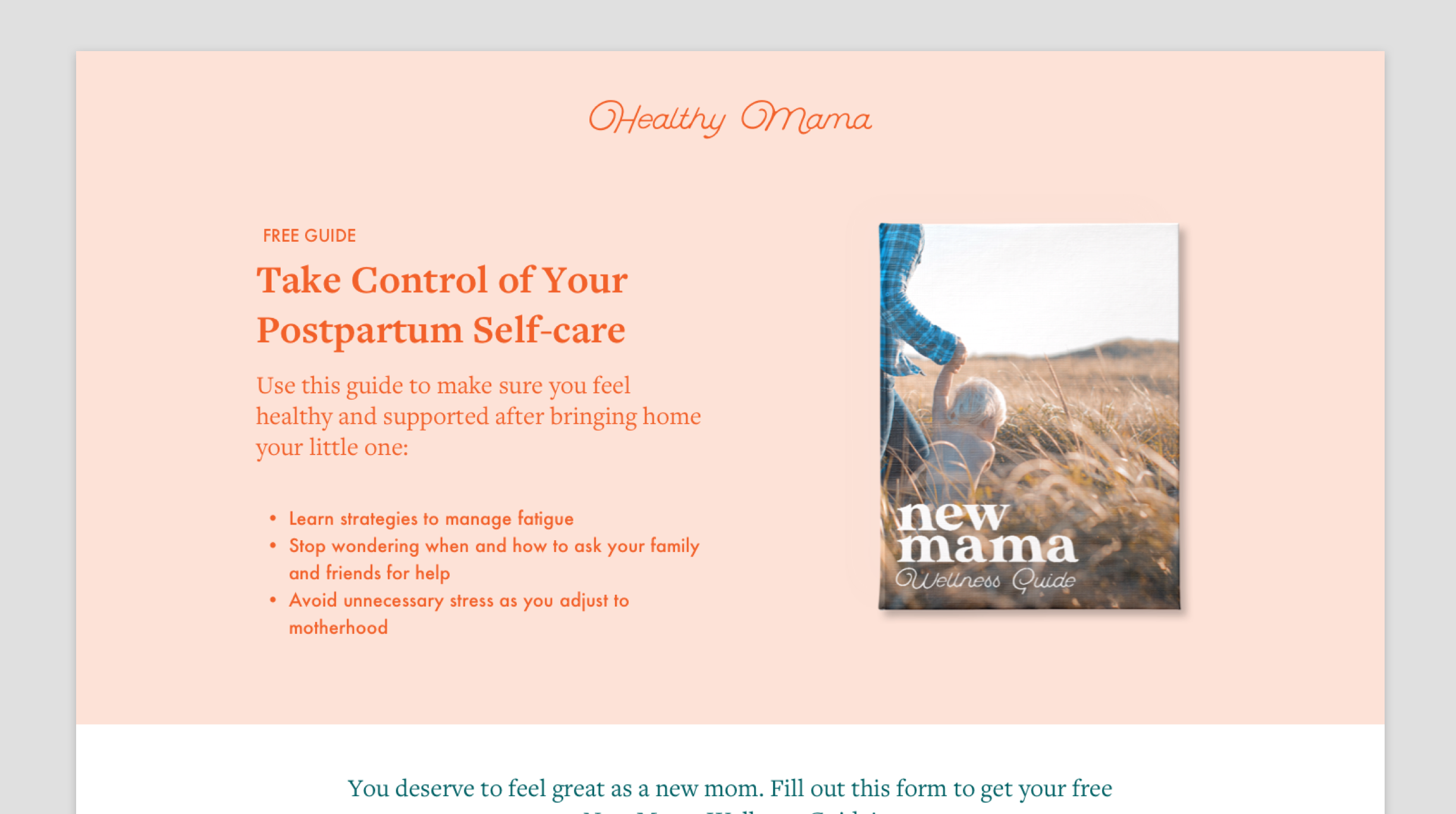 A screenshot of the Free item opt-in Landing Page
