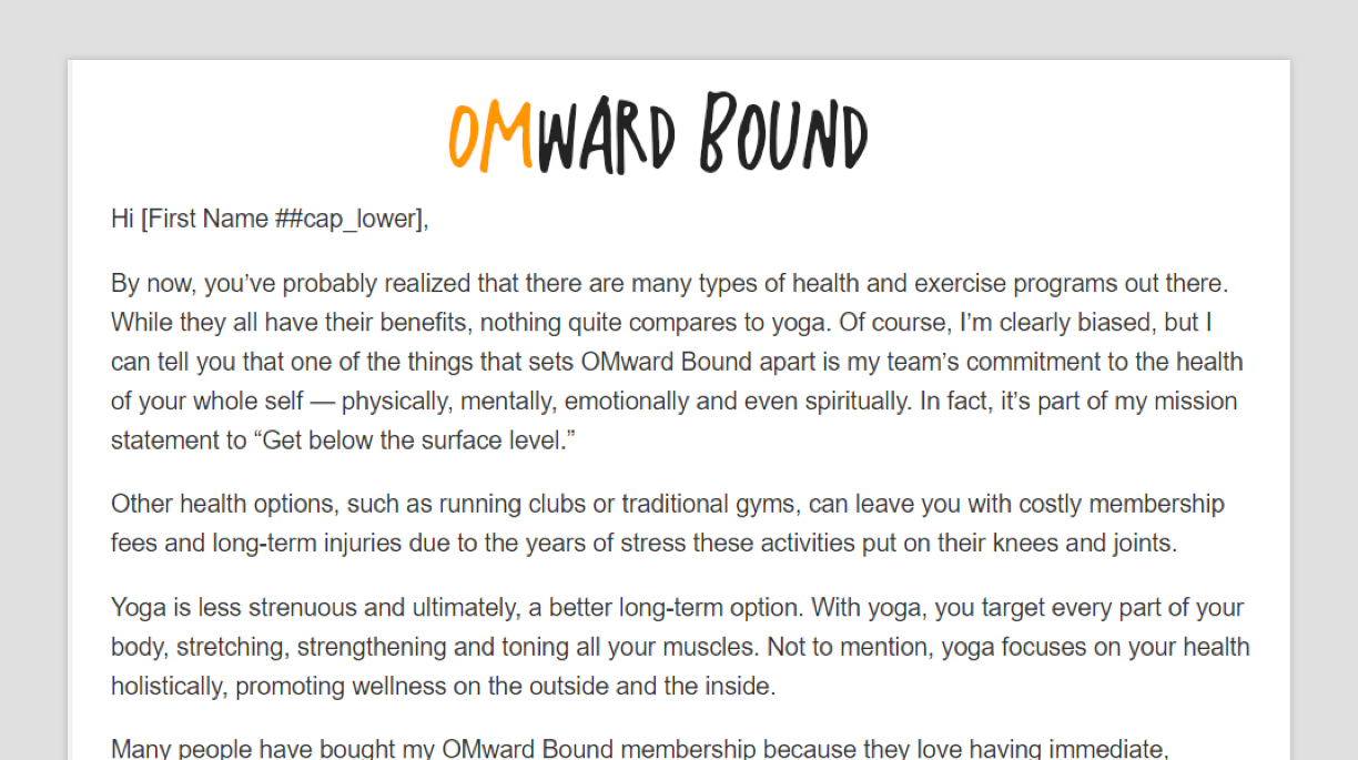 A screenshot of the Nurture #3: Positioning Content Email