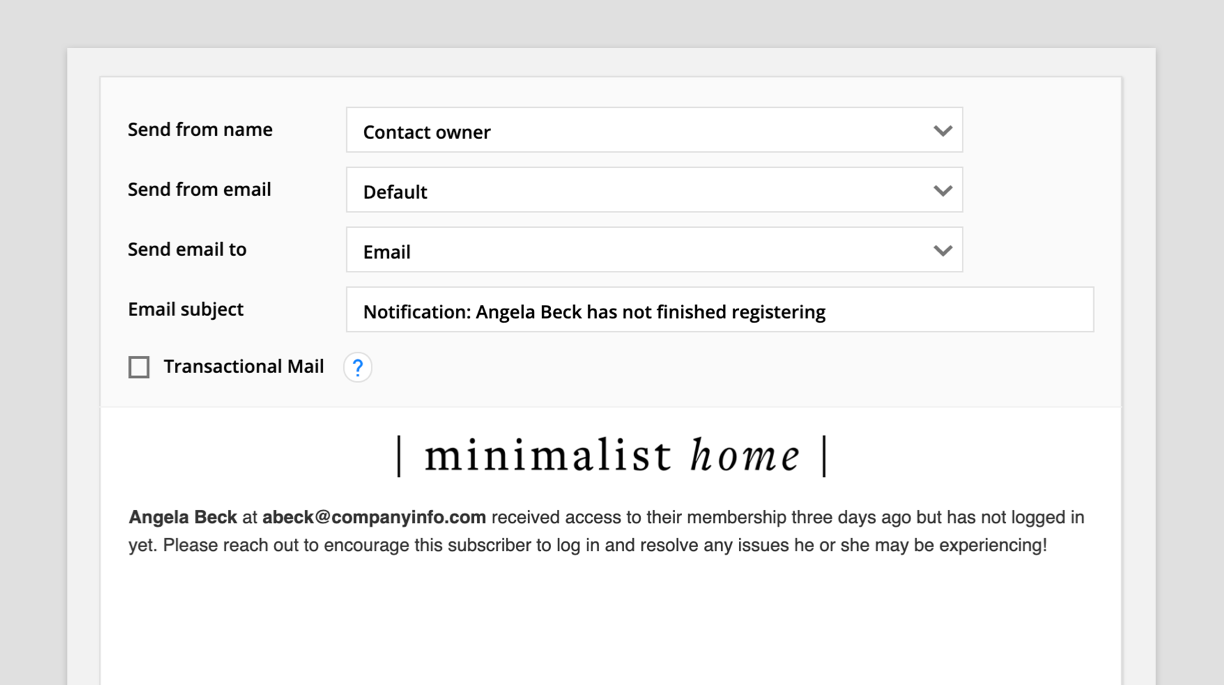 A screenshot of the New Customer "No Log in" Notification Task