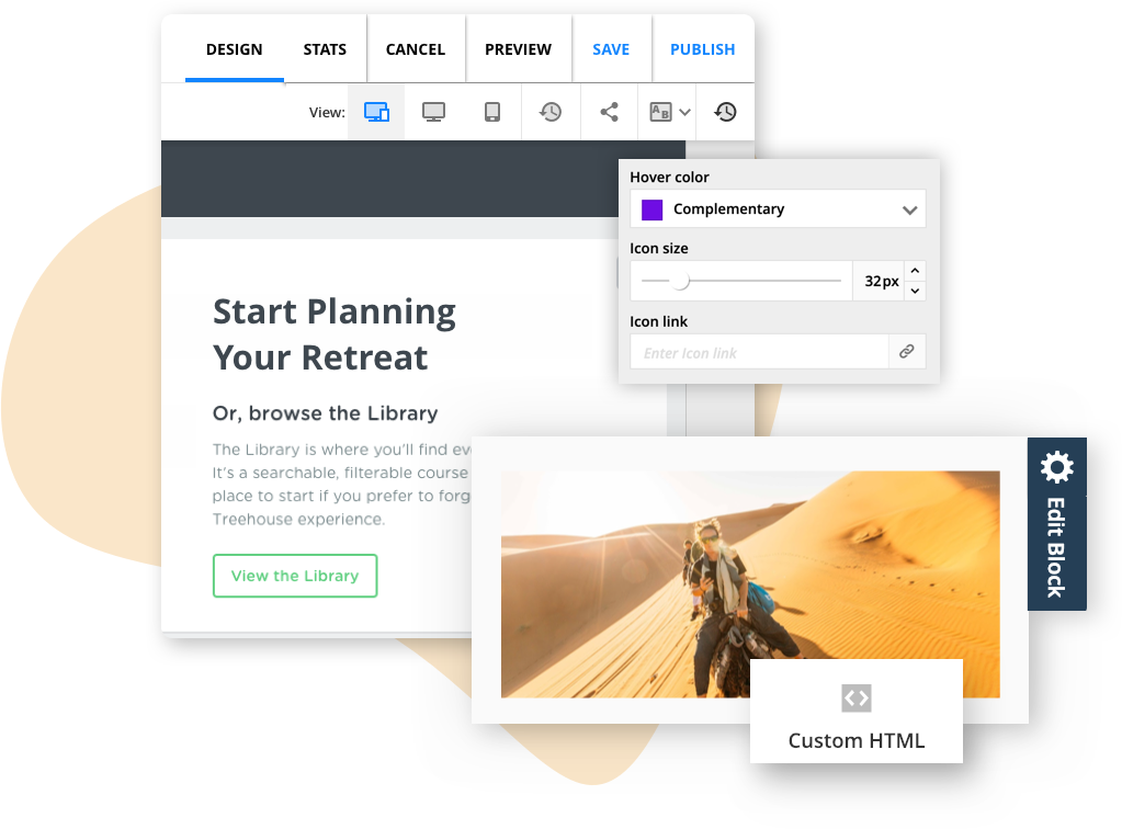 Screenshots of the Ontraport app.