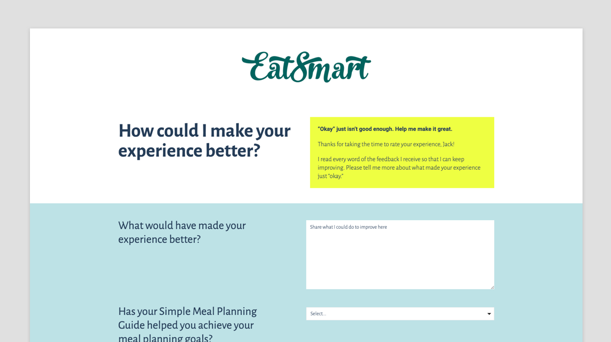 A screenshot of the Neutral Feedback Landing Page