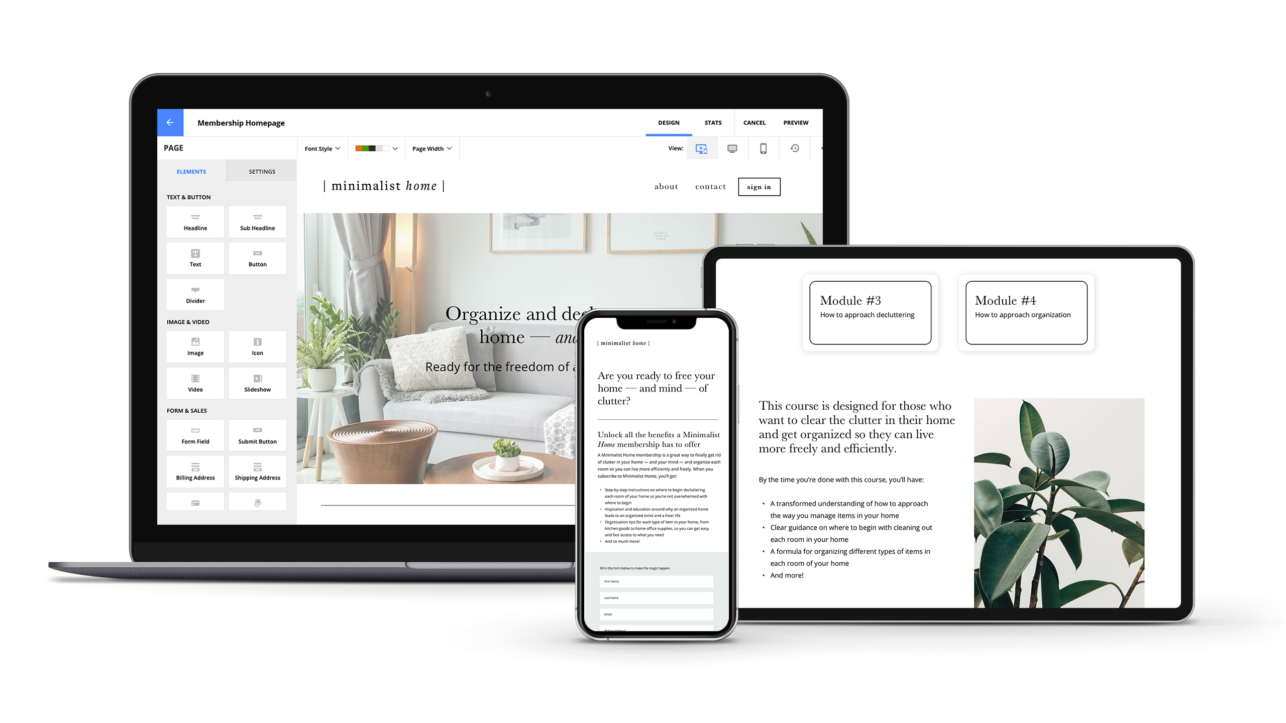 The Membership Starter Kit Setup Wizard being displayed on laptop and mobile devices