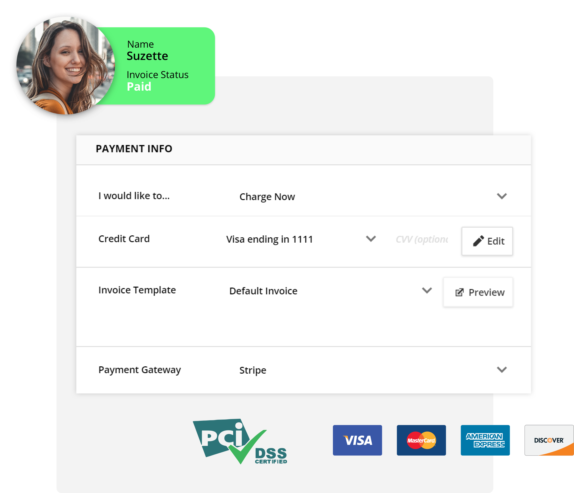Screenshot showing payments being managed in the Ontraport app