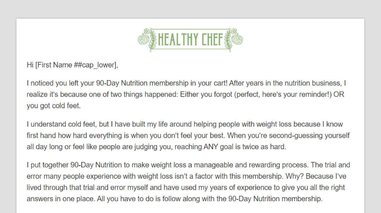 A screenshot of the Follow-up #1 Email