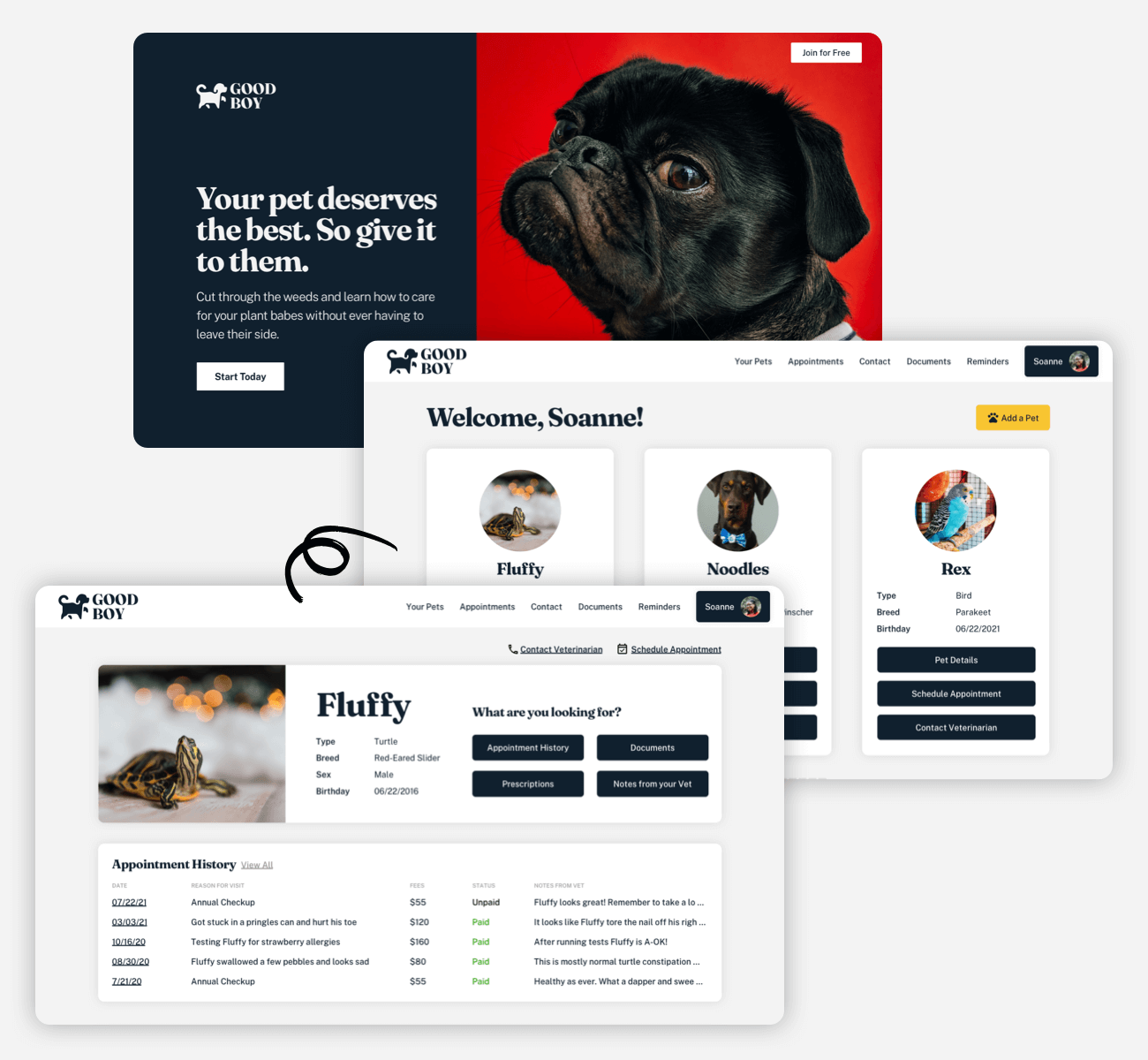 Examples of a page created by the Dynamic Content feature in the Ontraport app