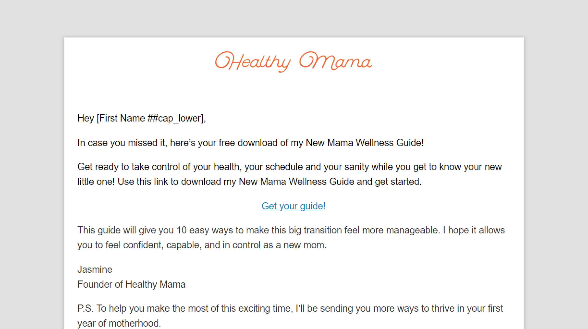 A screenshot of the Free item reminder Email