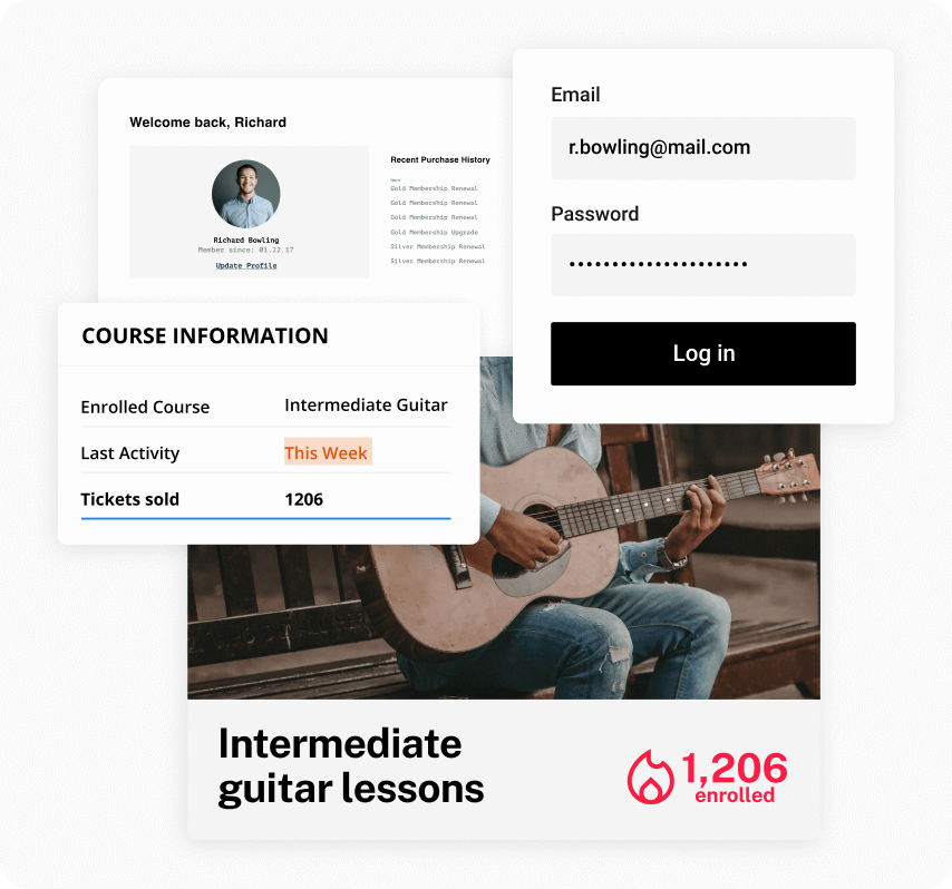 Screenshot examples of Membership Sites created with the Ontraport app