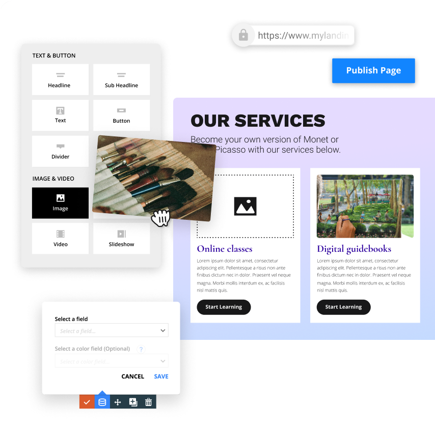 An Ontraport user viewing a landing page built with the Ontraport app