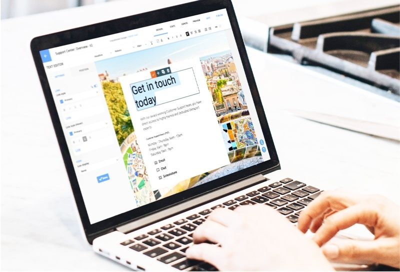 An Ontraport user creating a landing page with the Ontraport Pages builder
