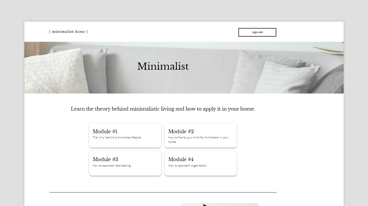 A screenshot of the Membership Content #1 Landing Page