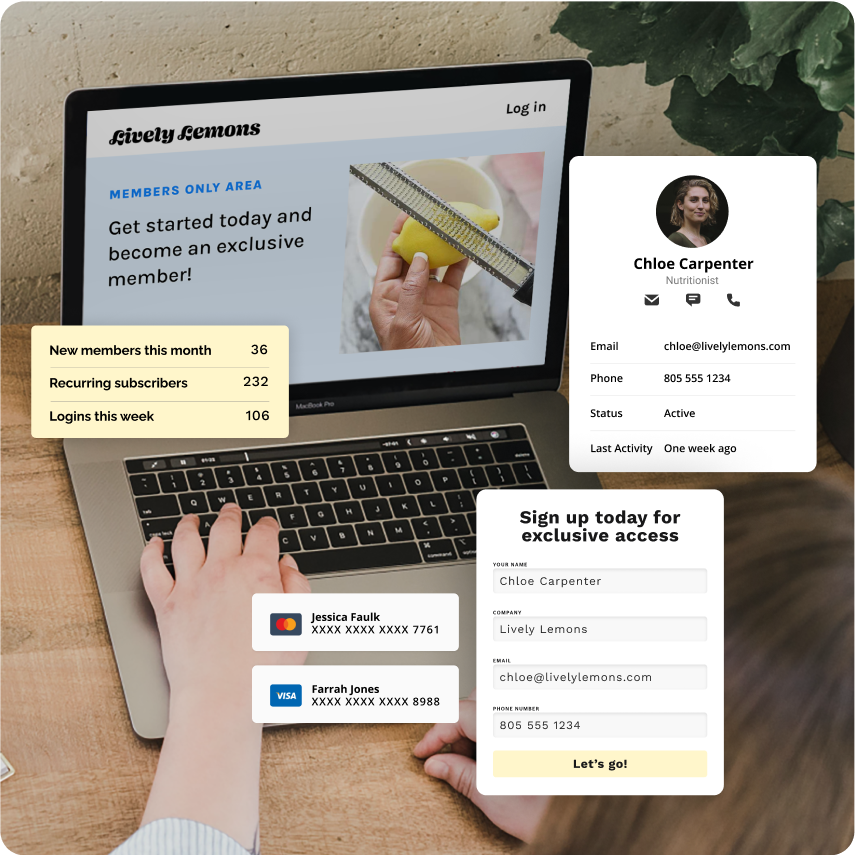 Examples of a payment form built with the Ontraport app