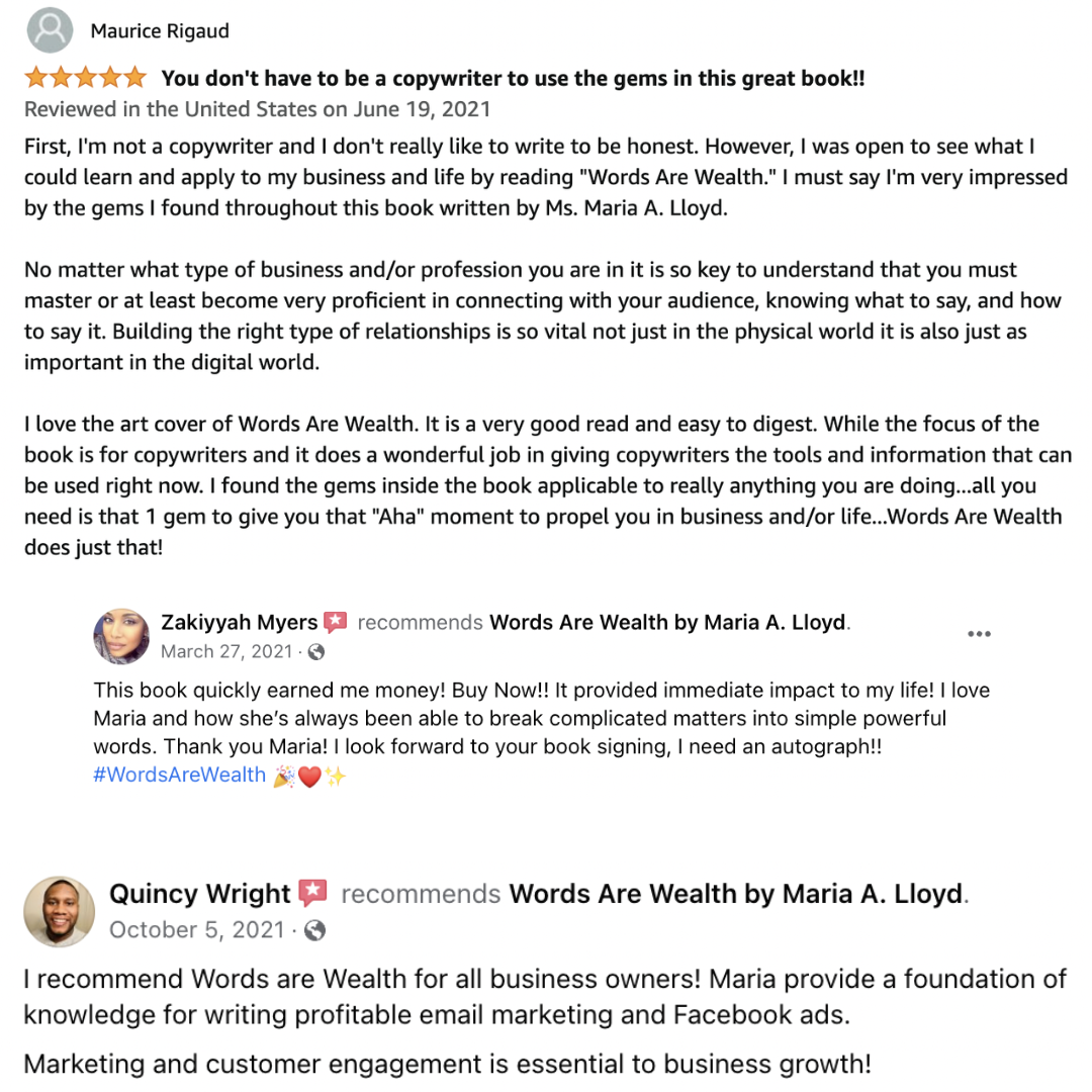 Feedback and reviews for Maria Lloyd