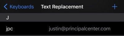 iPhone Text Replacement