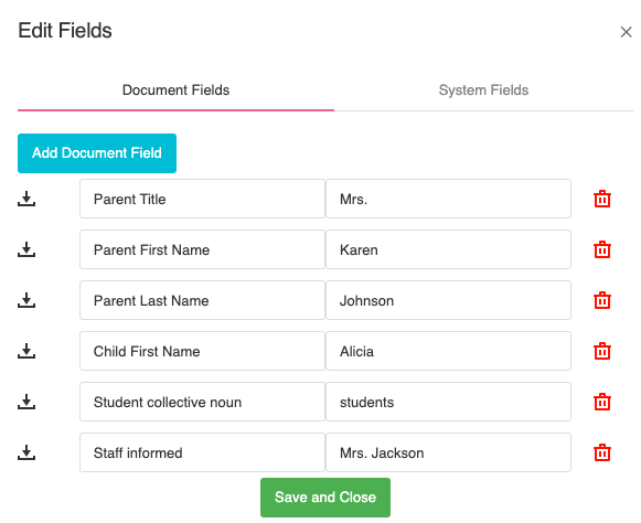 Repertoire Content Creator fields