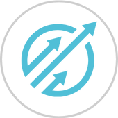 Circle with arrows pointing up and to the right