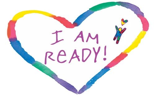 multicolored heart drawn by SARK reads "I AM READY"