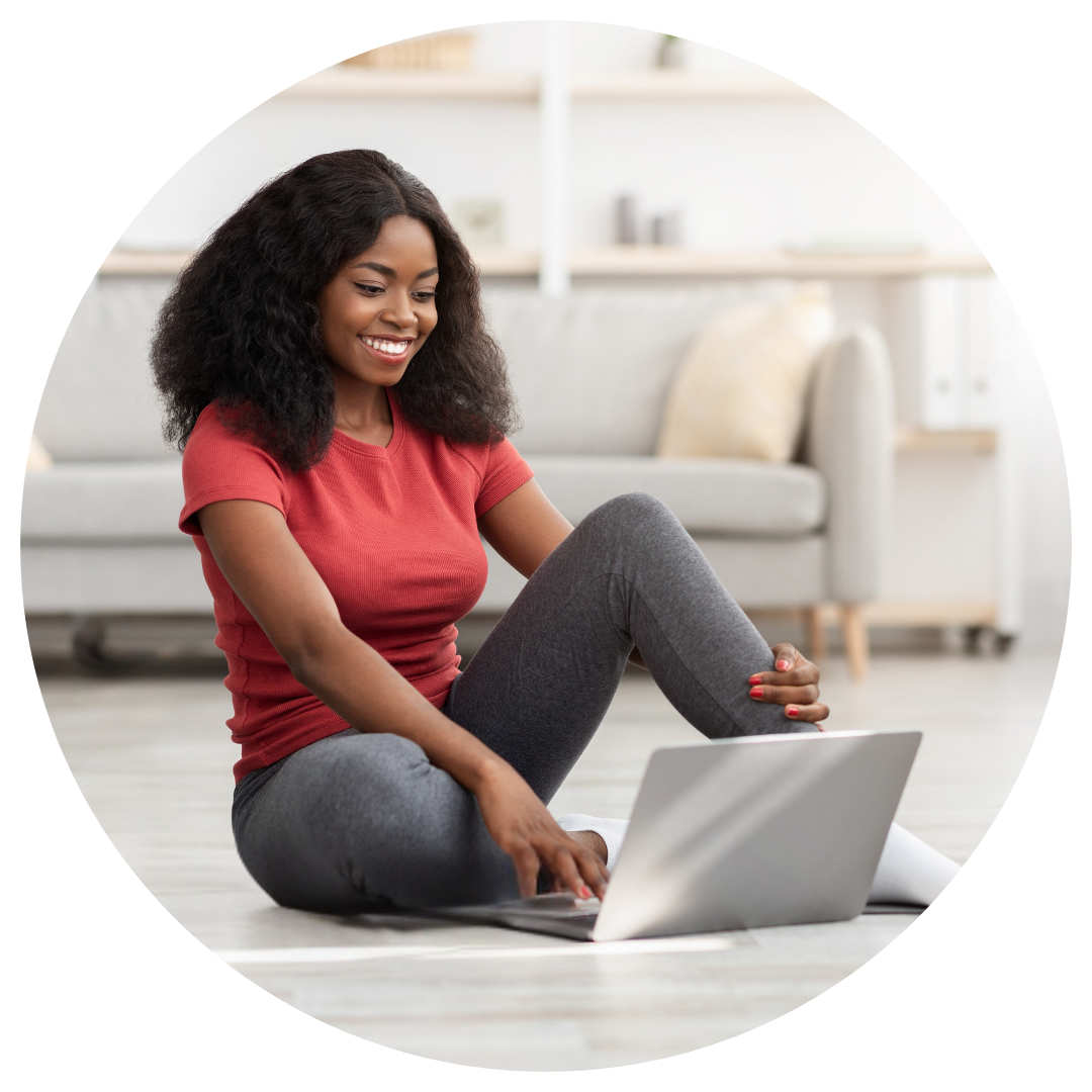 Dance teacher taking an online training course from home