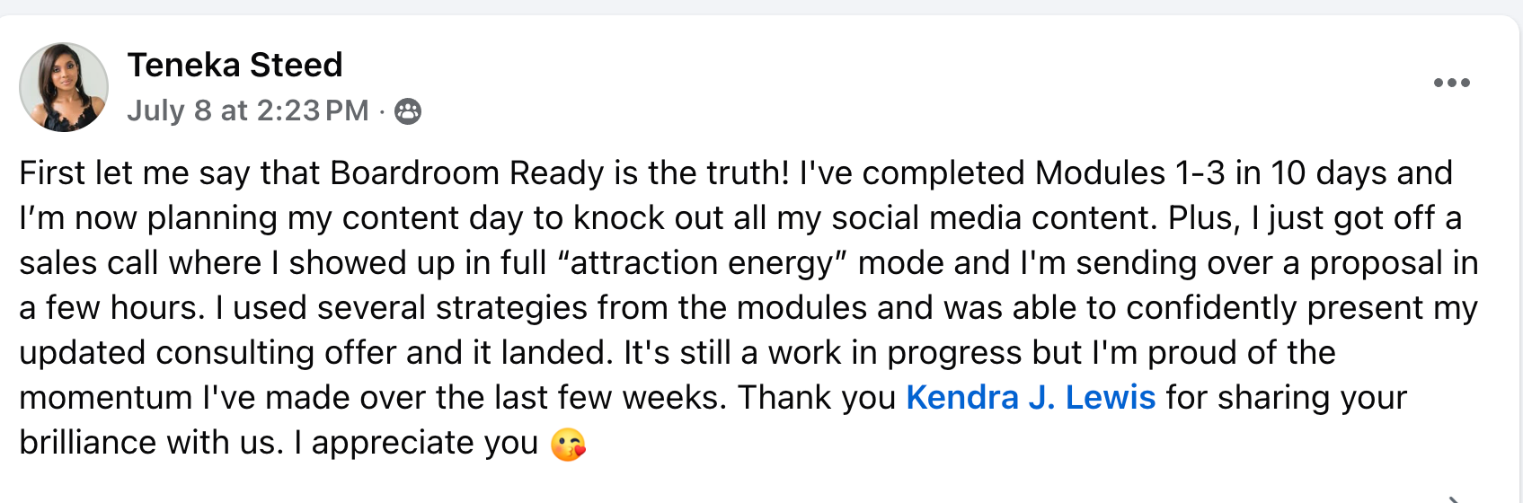 testimonial screenshot
