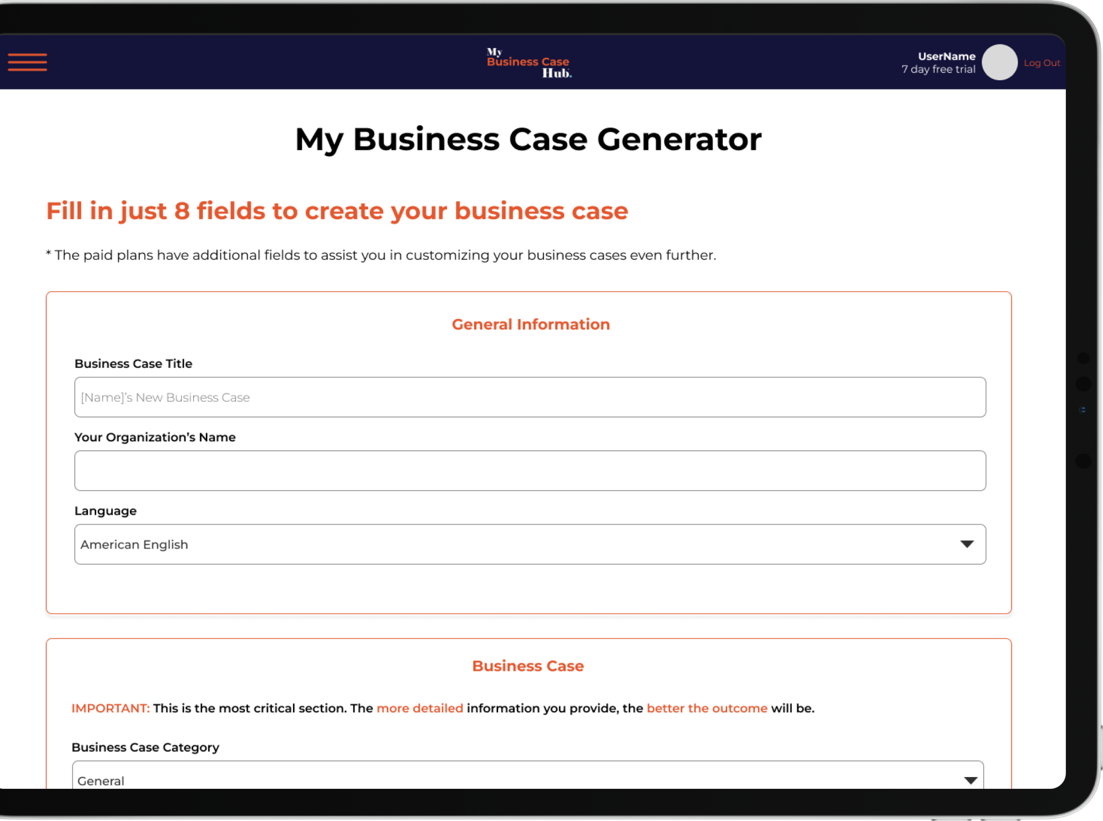 Rapid Business Case Creation