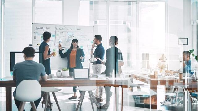 Team collaborating during an innovation sprint