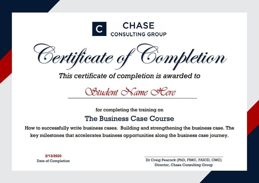 Business Case Course Certificate