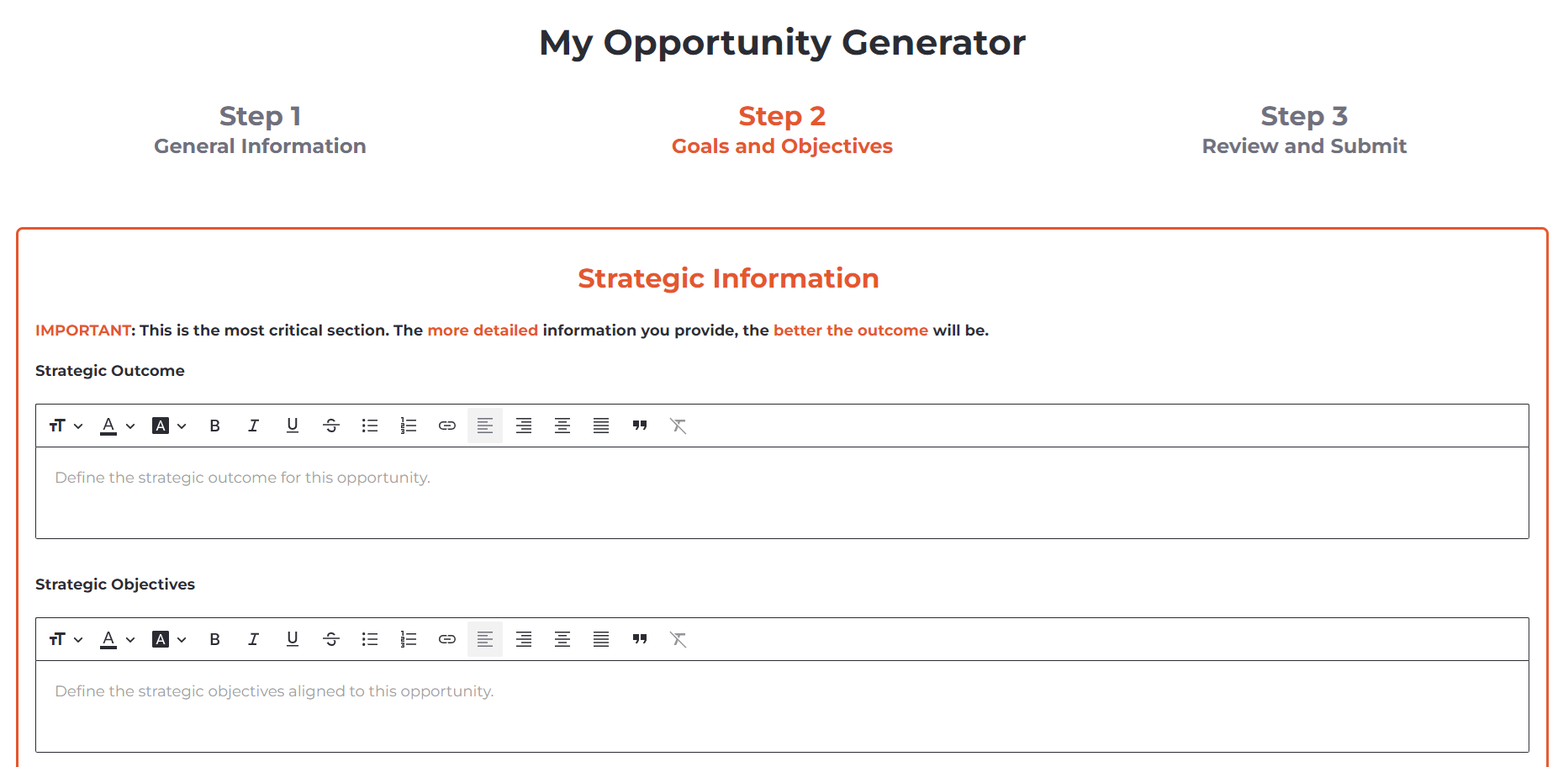 My Opportunity Generator