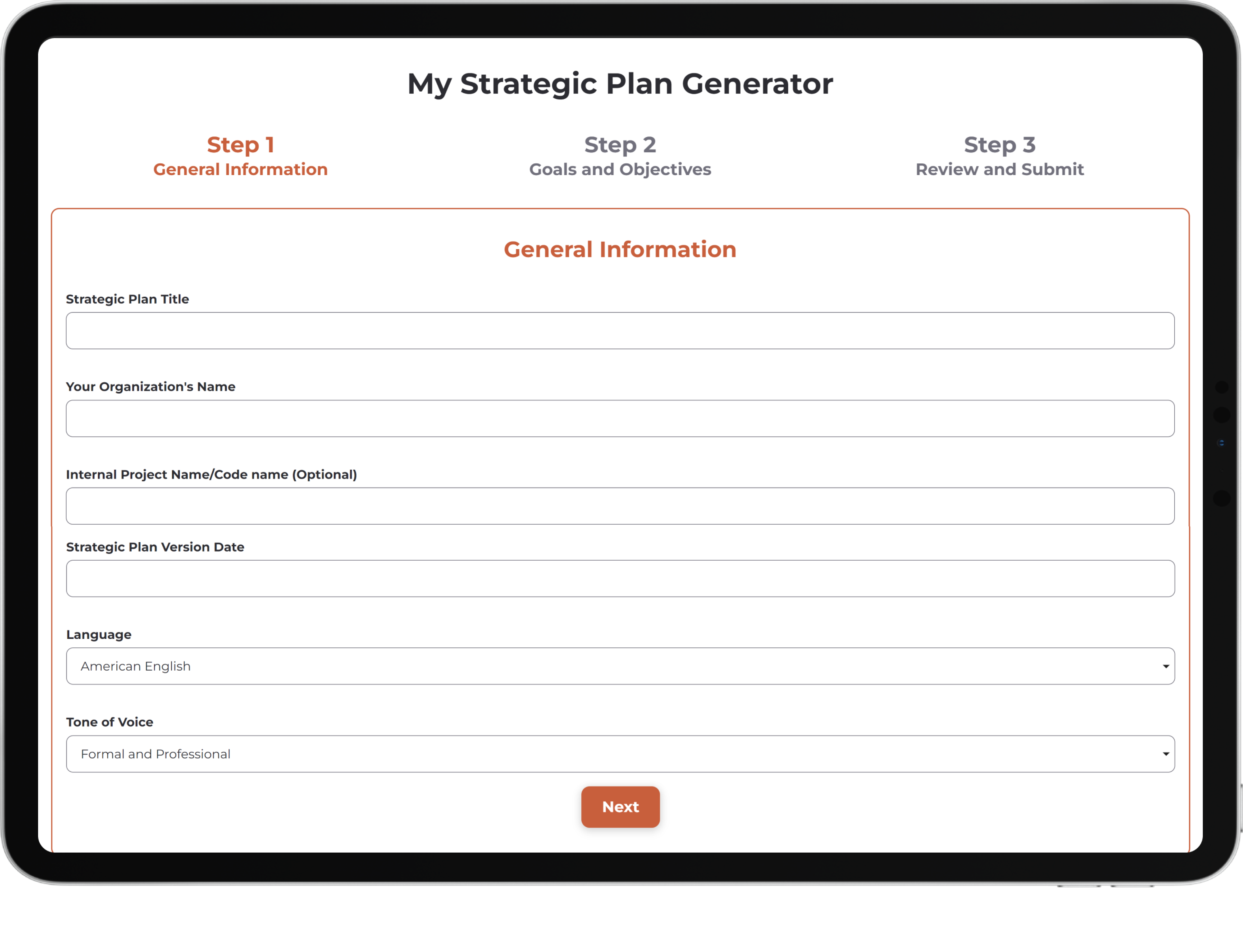 My Strategic Plan Generator