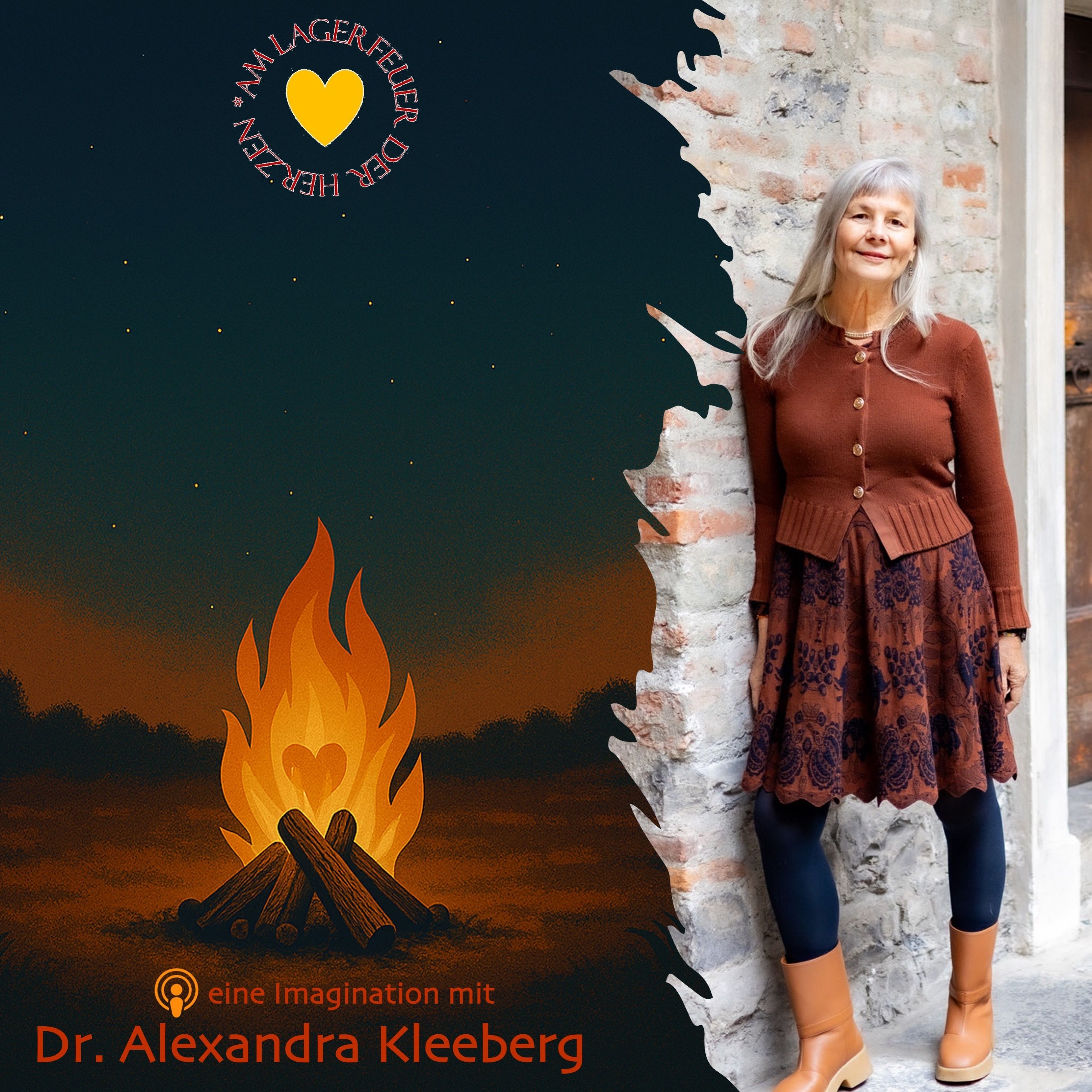 stilisiertes Lagerfeuer, Dr. Alexandra Kleeberg von Ziegelwand, Logo