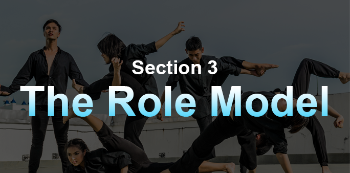 Five actors that are posing with flexible bodies