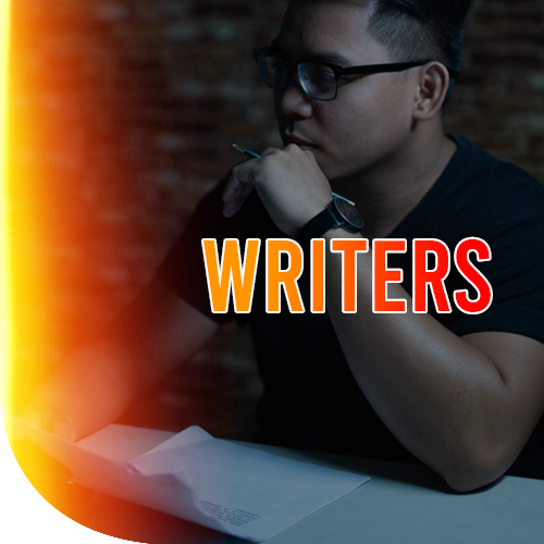 A male wearing a sunglasses holding a pen and thinking what to write in a piece of paper