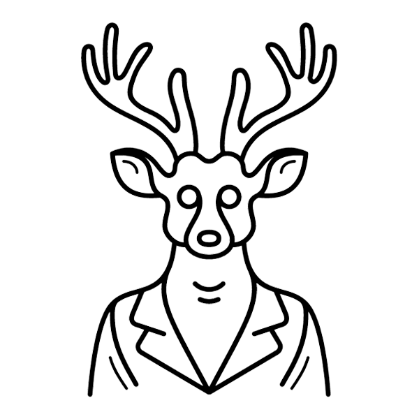 An illustration of a deer wearing an office attire