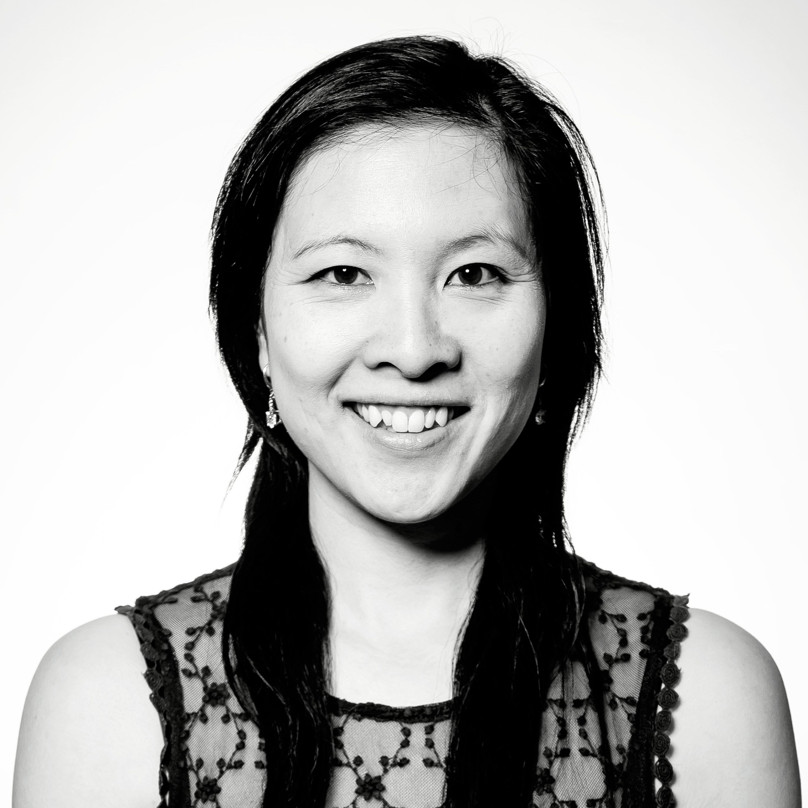 Wendy Samantha, Asian girl, with a medium length hair wearing a textured blouse