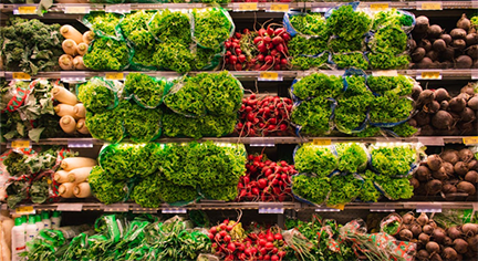 A stack of vegetables in the grocery store