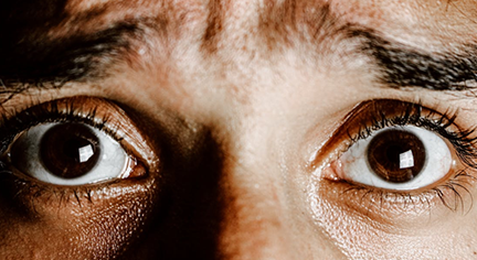 Close up of eyes with the expression of fear