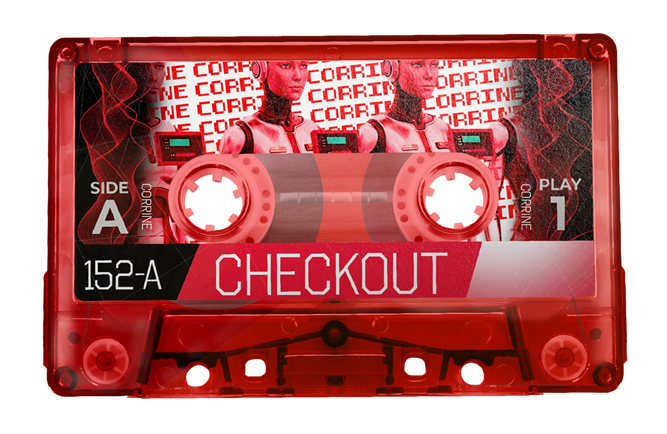 A woman in a grocery wearing a red polo and a black apron while holding a crate of avocadoes