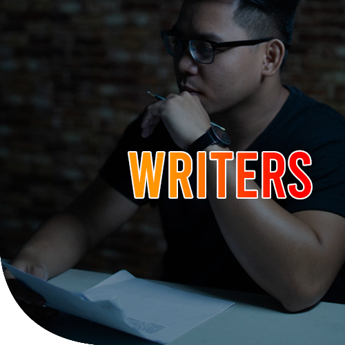 A male wearing a sunglasses holding a pen and thinking what to write in a piece of paper