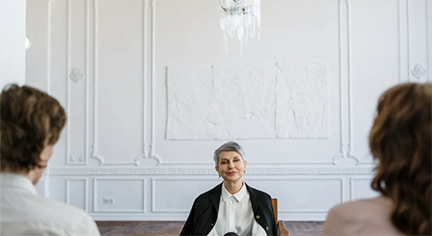 An advisor talking to a couple