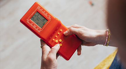 A red brick game being played by a guy