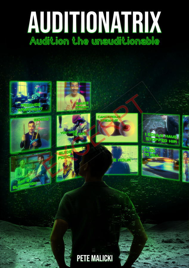 Green Cover entitled Auditionatrix with different actors in the background