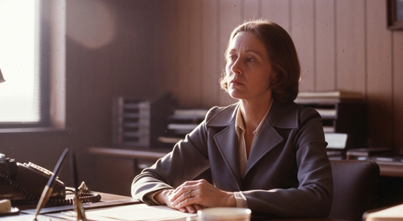 A curly haired female clenching both of her fists to her cheeks while shouting