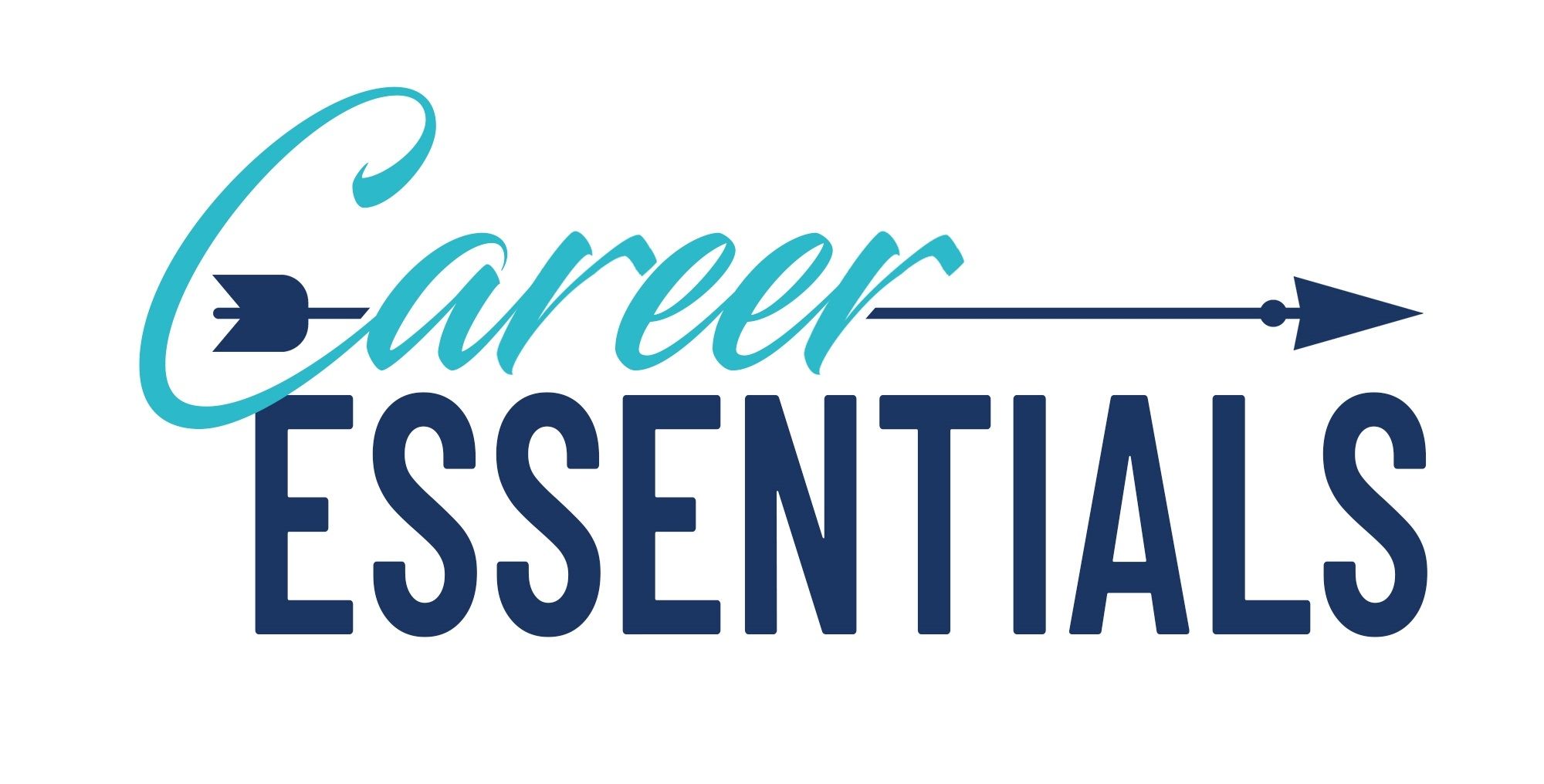 A blue text that says "Career Essentials" with arrow piercing through the word Career