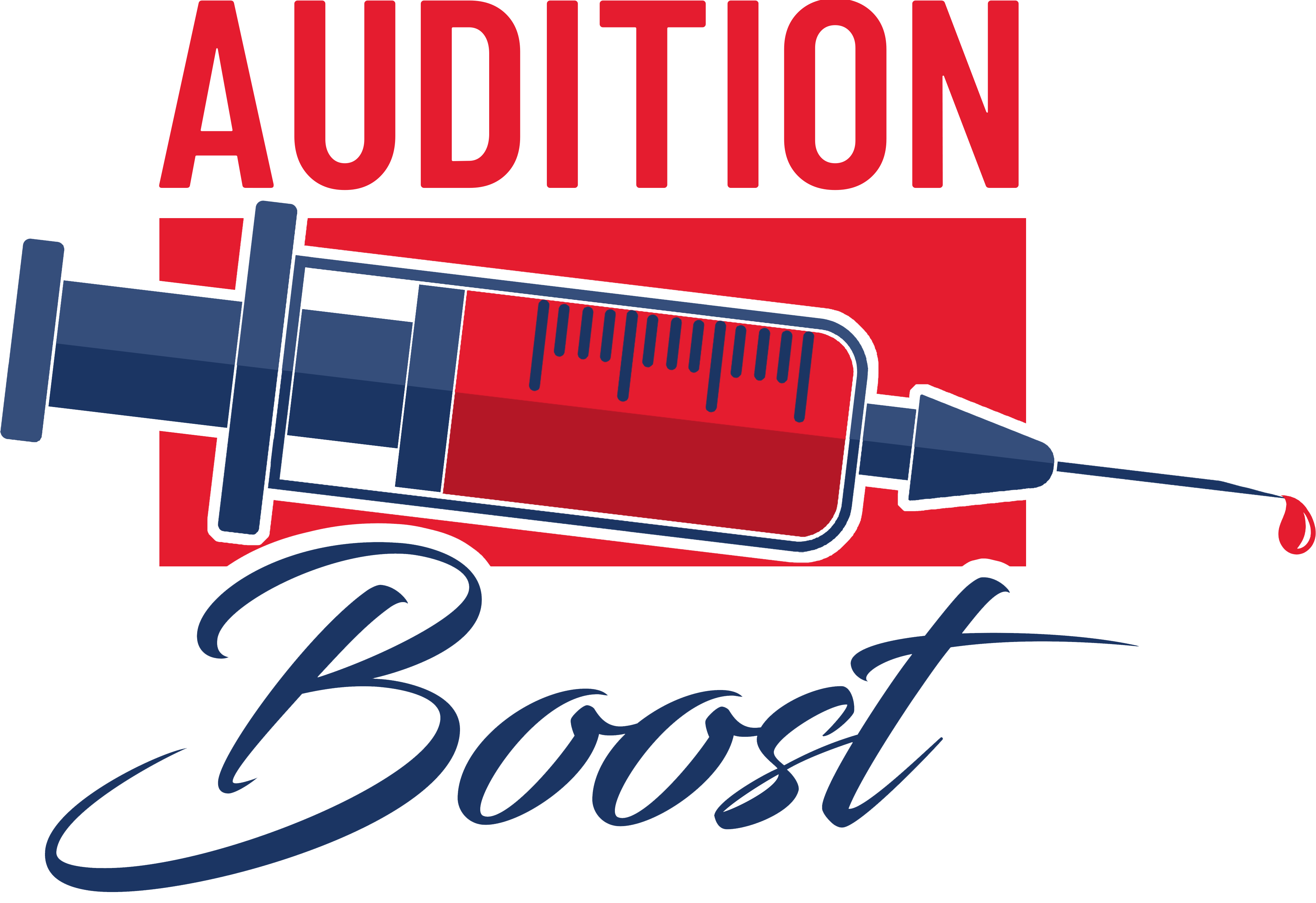 A Red Syringe with a text that says "Audition Boost"