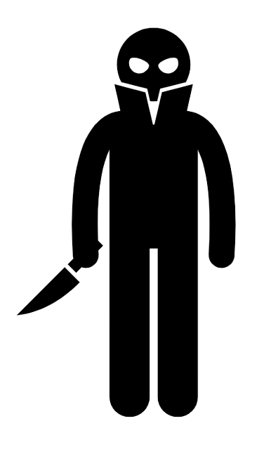 An illustration of a standing man while holding a knife