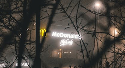 A dramatic shot of Mcdonalds McCafe store